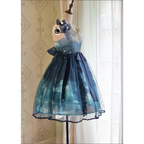 The Garden of the Sirens Ocean Vacation Style JSK Dress 💙🩵🤍 - Picture 15 of 16